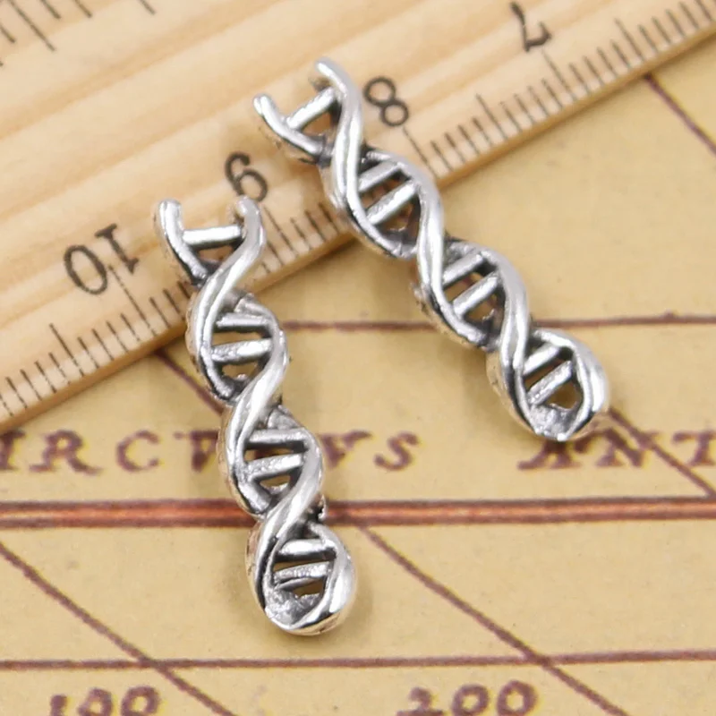 25pcs Charms Deoxyribonucleic Acid DNA 28x7x4mm Tibetan Silver Pendants Crafts Making Findings Handmade Antique DIY Jewelry