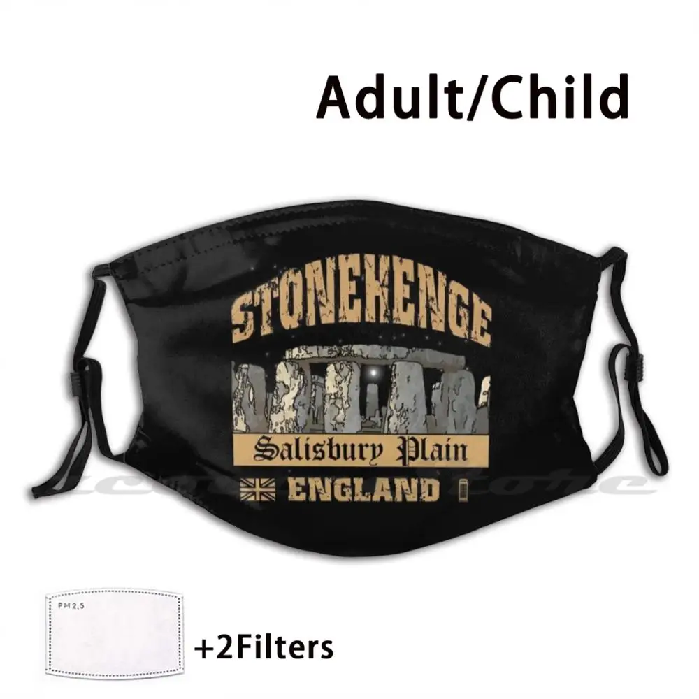 Stonehenge-3400 Plain Mask Cloth lavabile filtro fai da te Pm2.5 bambini adulti Stonehenge Art inghilterra regno unito britannico