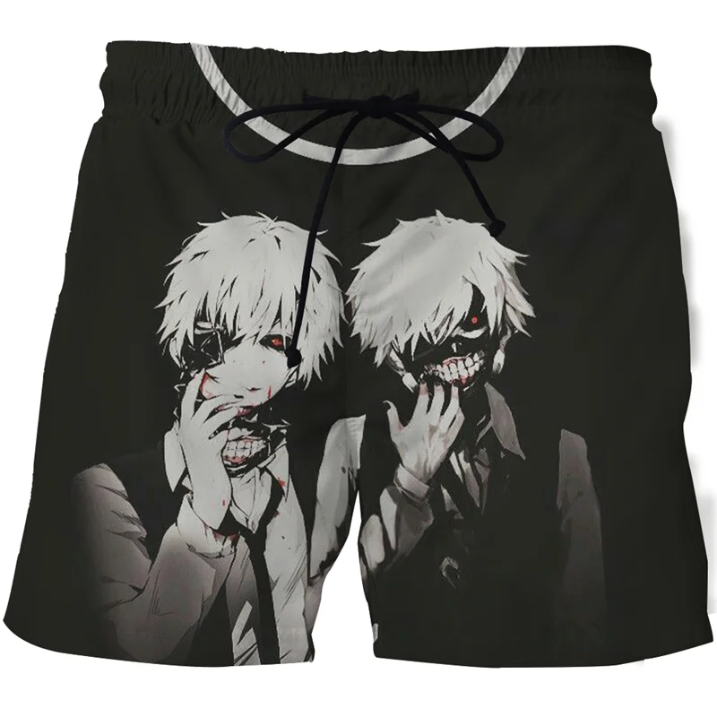 Pantalones cortos de playa finos para hombre, ropa de calle con estampado 3D de Anime, Tokyo Ghoul, Hip Hop, holgados, informales