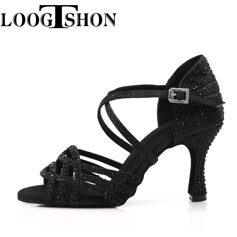 Loogtshon Dance Shoes for Women Ballroom Latin shoes Ladies Modern Tango Dancing Performance Shoes Salsa Sandals 7.5CM Heel