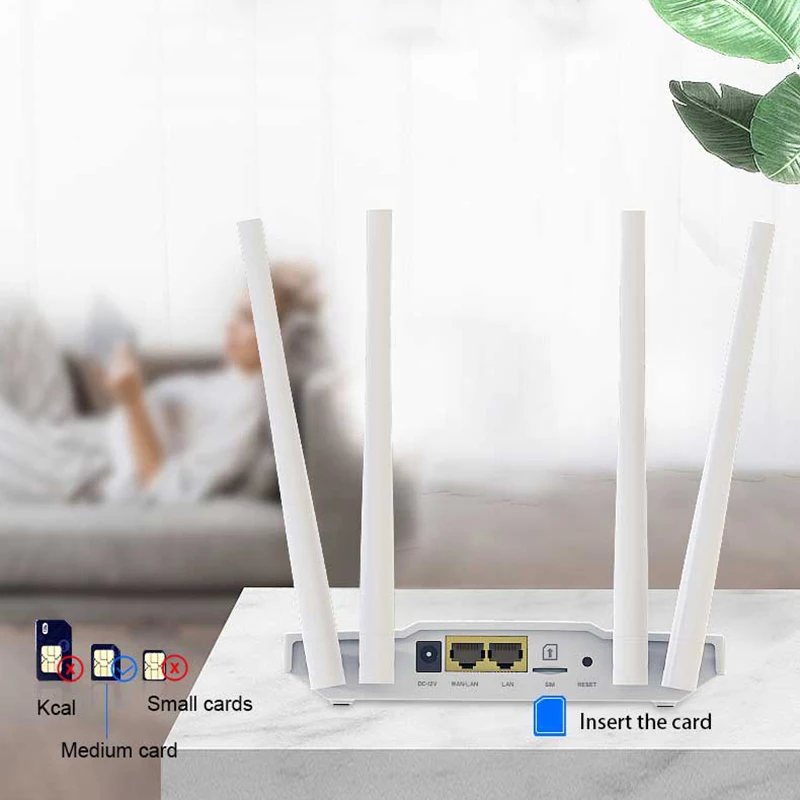 KuWFi 4G wifi router With sim card Slot RJ45 WAN LAN External antennas High Speed 150Mbps Wireless LTE Router 32 Users