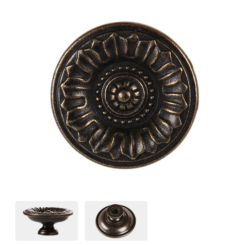 country style round shape Drawer  Door Single hole handle antique Bronze kitchen furniture Cabinet Knob