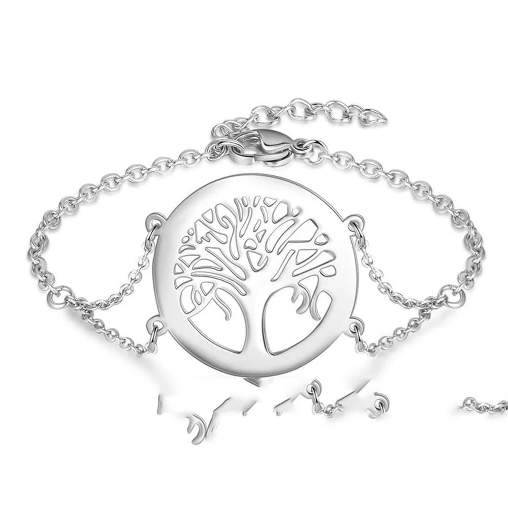 Customized Tree of Life Bracelet Personality Genealogy Bracelet Stainless Steel Adjustable Bracelet Jewelry Lady Mother's Day Gi