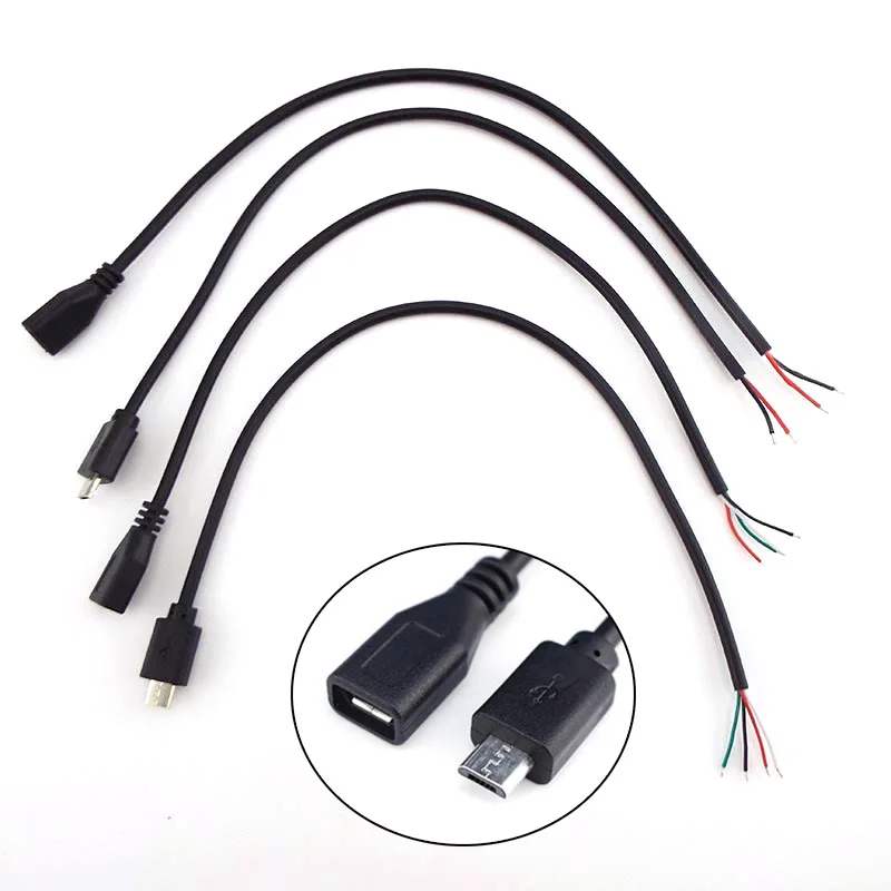 1pcs 5pcs Micro USB 2.0 A Female male Jack cable 4 Pin 2 Pin 4 Wire Data Charge Cable Cord Connector DIY for Android interface