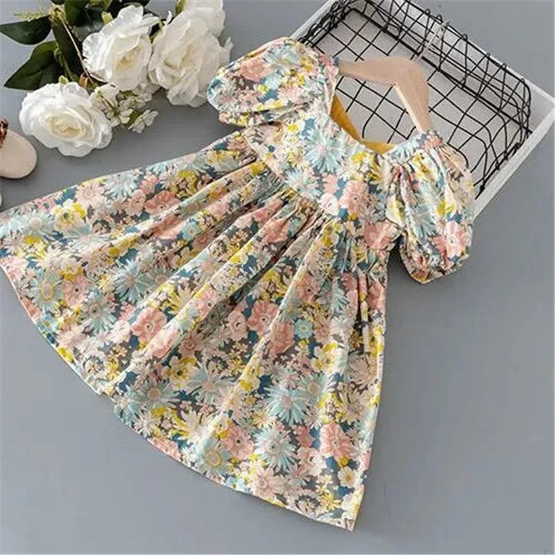 Lawadka New Summer Kids Girls Dress Print Floral Bow Dresses For Girls Fashion Princess Girls\' Children Clothing 2022