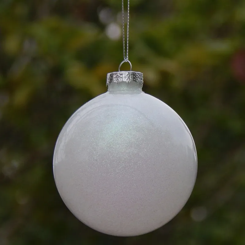 

Small Packing Different Size Diameter=6cm 7cm 8cm 10cm White Series Glass Globe Christmas Day Handmade Inner Powder Tree Hanger