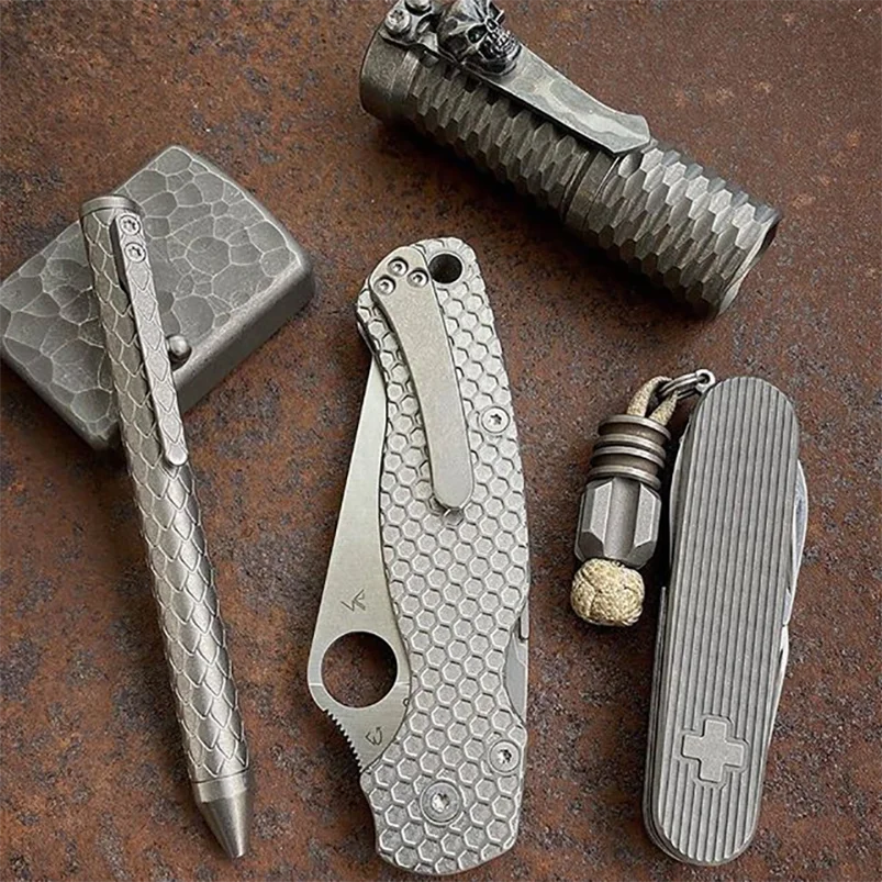 Knife Titanium Integrated Pocket Clip Clamp for Spyderco C81 C223 Paramilitary 2 Para3 Delica Endura C10 C11 G10 Knives - view 6