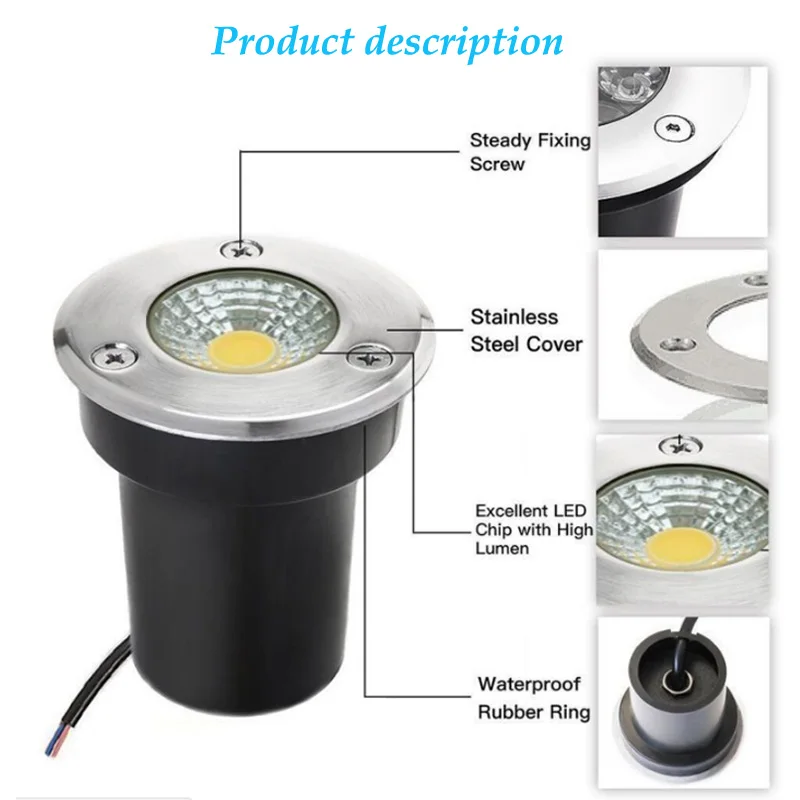 RGB LED COB Underground  3W 5W 10W Garden Lamp Outdoor Waterproof LED Step Lights DC12V LED Deck  Spotlight AC110 220V