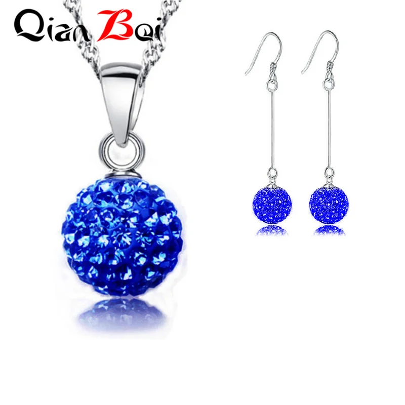 QianBei-Ball Crystal Earring Pendant Necklace for Women, Jewelry Sets, New Arrival