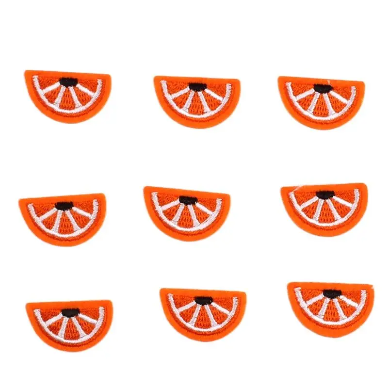 Parches anaranjados de dibujos animados para manualidades, pegatinas de frutas para planchar, bordadas, para Jeans, bolso escolar, suéter, zapatos, sombreros, apliques para Vaqueros, 10 Uds.
