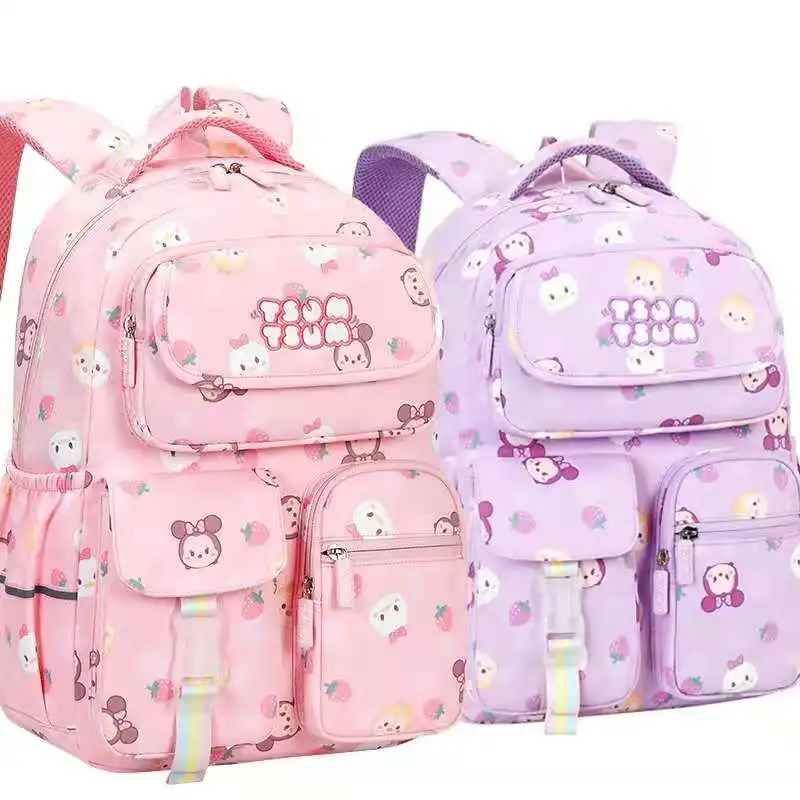 Disney Mickey Tsum School Bags For Girls Primary Student Shoulder Orthopedic Backpack Grade 1-3 Large Capacity Light Mochilas