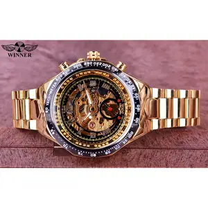 Vencedor-Relógio Mecânico Esporte Design Bezel para Homens, Relógio Esqueleto Automático, Marca Top, Relógio de Moda de Luxo 10 principais vendas relogio winner skeleton - №1