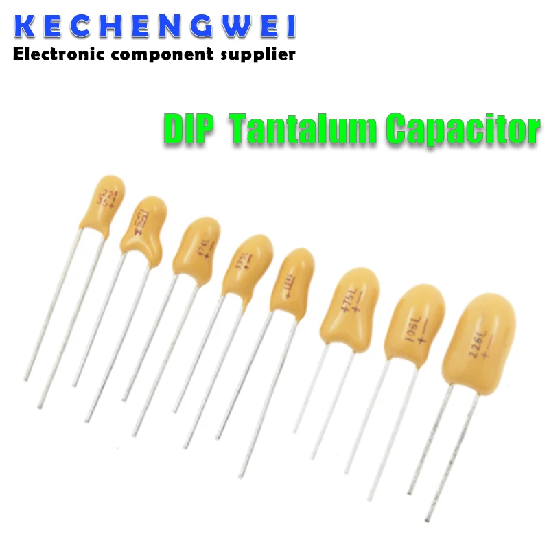 5szt Kondensator tantalowy DIP 10V 16V 20V 25V 35V 50V 0.1UF 0.22UF 0.33UF 0.47UF 1UF 2.2UF 4.7UF 10UF 15UF 22UF 47UF 100UF 220UF