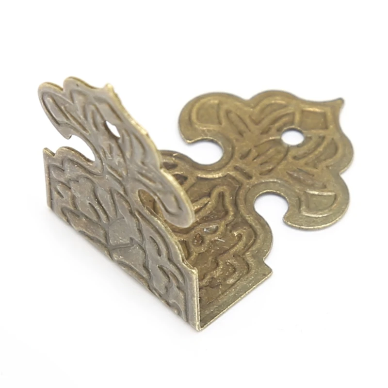 12 Pieces Of Vintage Antique Bronze Decorative Jewelry Box Wooden Box Foot Leg Corner Furniture Protector