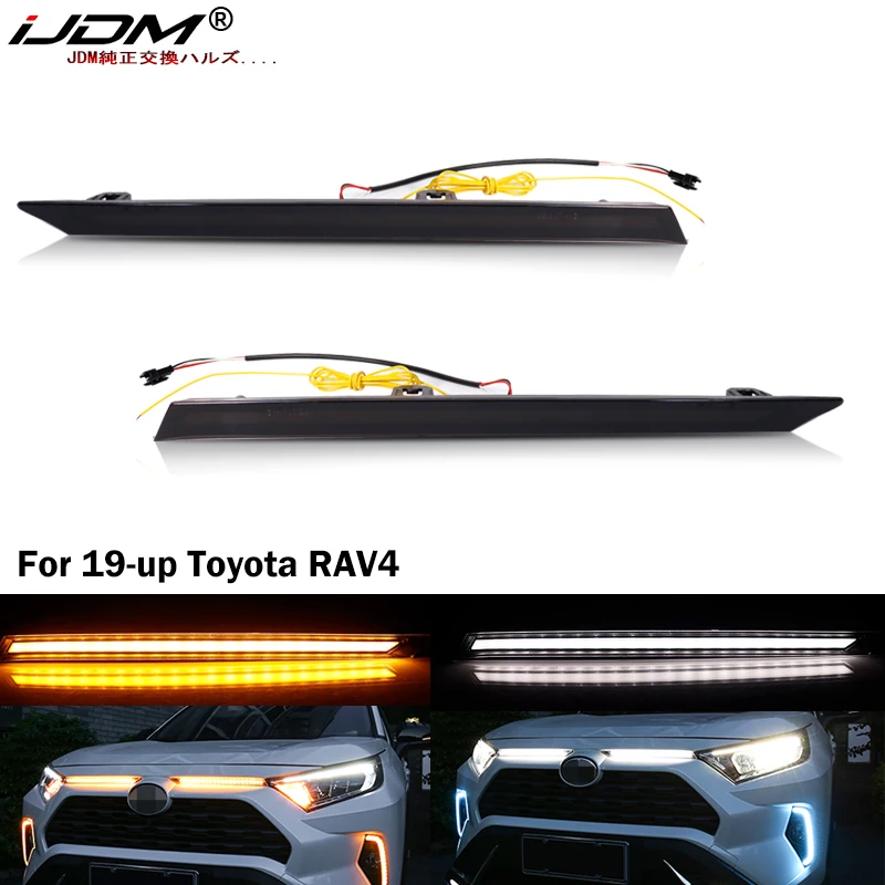 LED Daytime Running Lights For Toyota RAV4 Car Engine Hood Vent Cover Decoration DRL 2019 2020 2021 Turn Signal Lamp