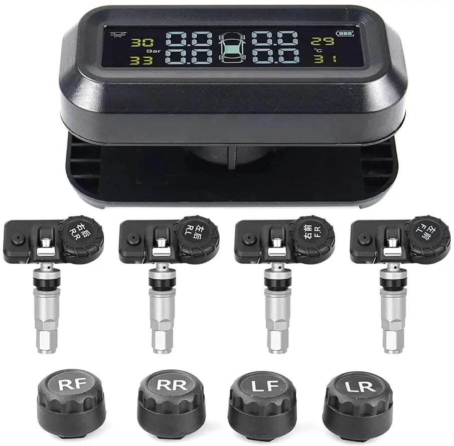 Universal Car TPMS Tire Pressure Monitoring System Solar Power Digital TMPS LCD Display  Security Alarm Tire Pressure Sensor