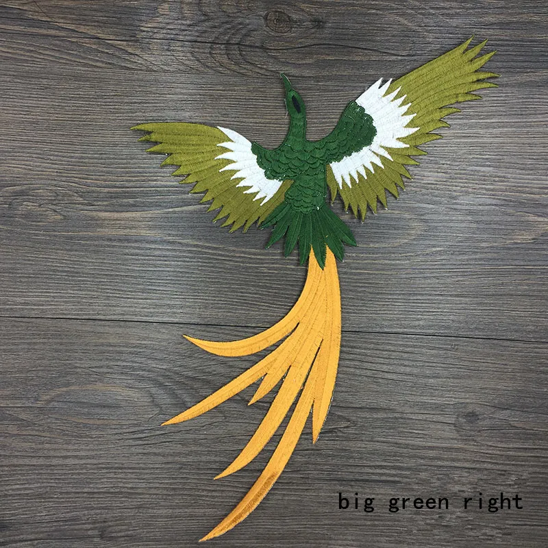 1Pcs Blue Bird Embroidery Patch Animal Applique Iron Sticker On Jacket Jean Shorts Clothing  Green Large Phoenix Patch DIY Decor