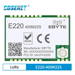 Módulo inalámbrico LoRa LLCC68, 433Mhz, 470Mhz, 22dBm, 6km, de largo alcance E220-400M22S, transmisor receptor RF CESENET, antena IPEX PA + LNA