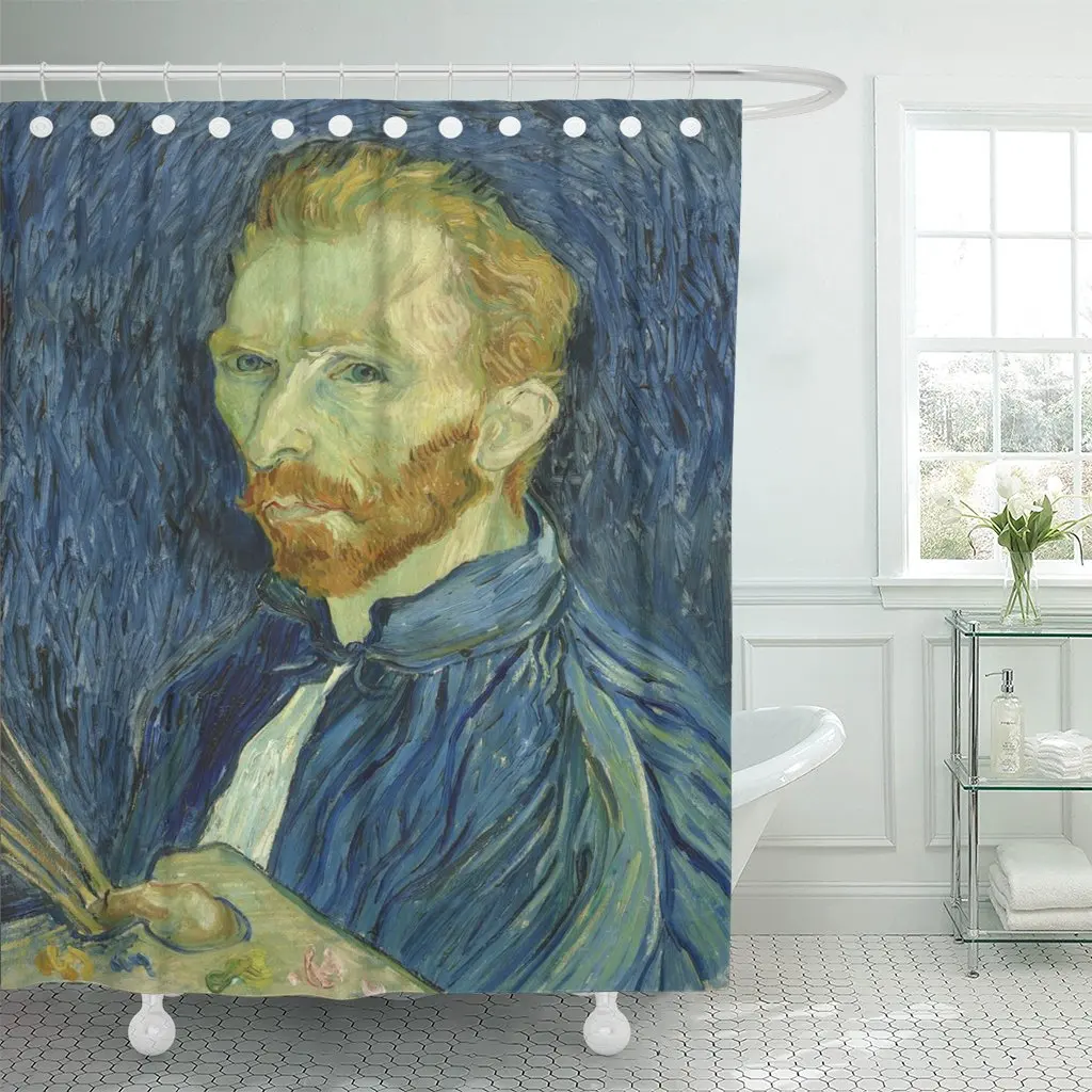 Self Portrait by Vincent Van Gogh 1889 Dutch Post Shower Curtain Waterproof Polyester Fabric 72 x 78 Inches Set with Hooks