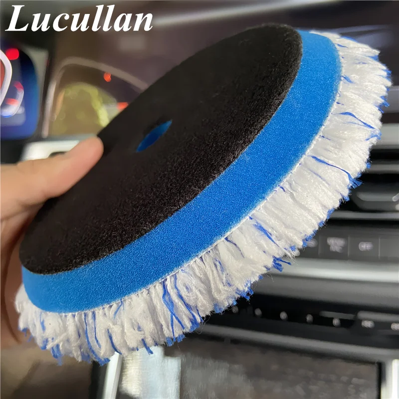 Lucullan 150X10mm Backer Microfiber Wax Removal Sponge DA Finishing Foam Pad with Black Hook&Loop