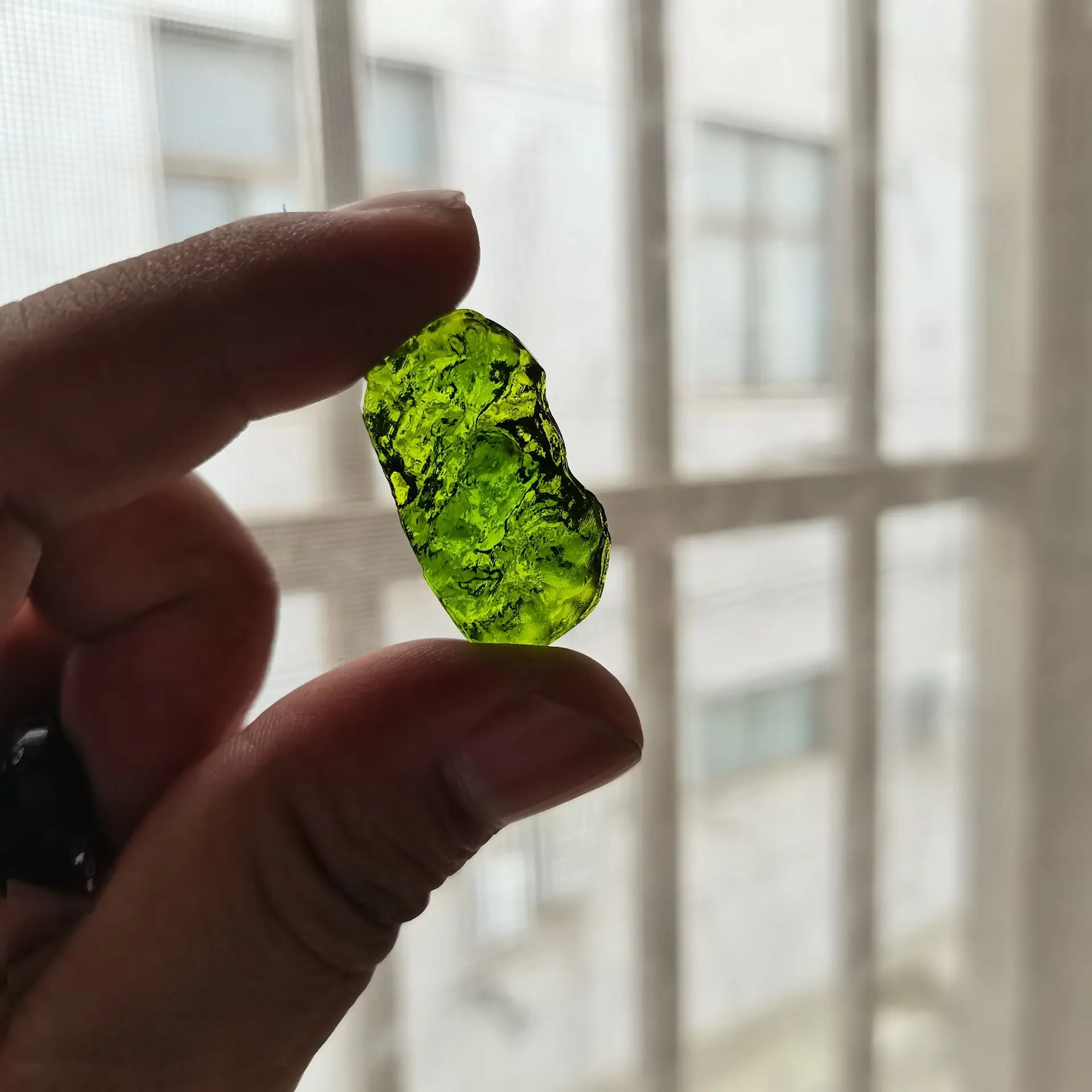 AAA+100% Green Moldavite Czech Meteorite Impact Glass Rough Stone Crystal Energy Stone 6-7g