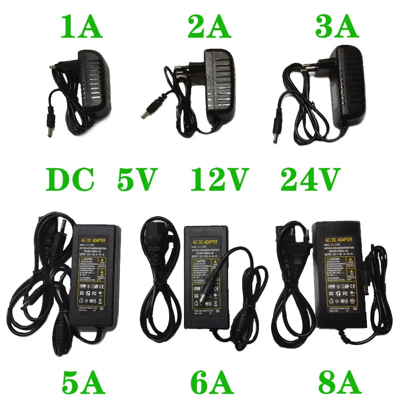 Fuente de alimentación con enchufe europeo, adaptador de fuente de alimentación de 5V, 12V, 24 V, 1A, 2A, 3A, 5A, 6A, cc 5, 12, 24 V, lámpara de