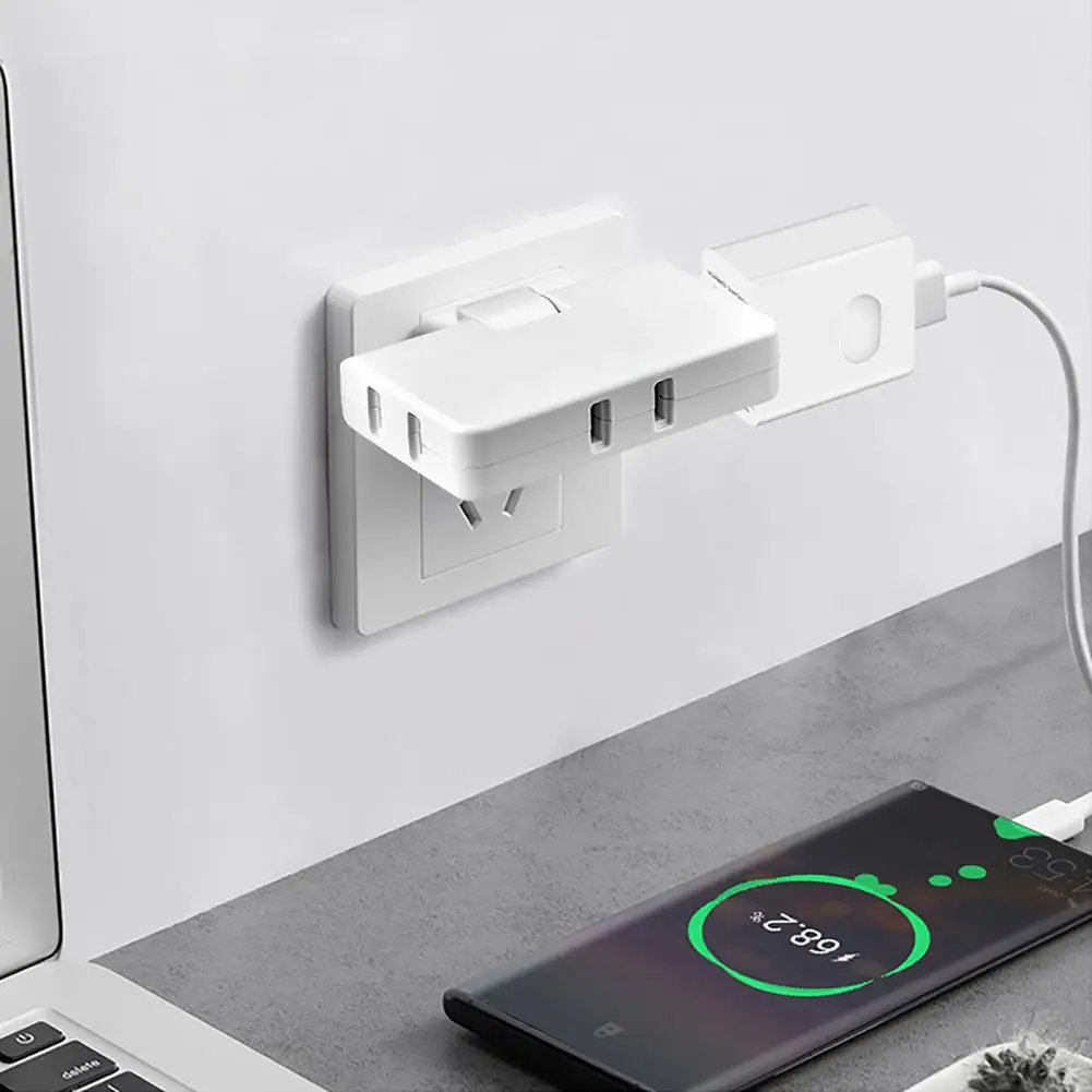 Multi Plug Outlet Extender 3 Way Outlet Splitter 2 Prong Plug Adapter Mini Flat Wall Outlet Extender Power Charging For Home