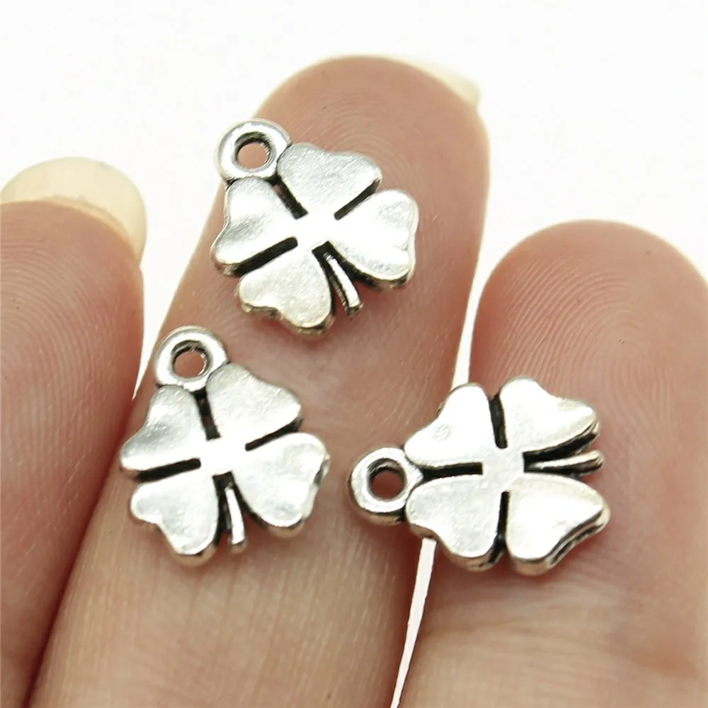 

300pcs 12x9mm Lucky Clover Pendant Clover Pendant Charms Wholesale Four Leaf Clover Pendants For Jewelry Making