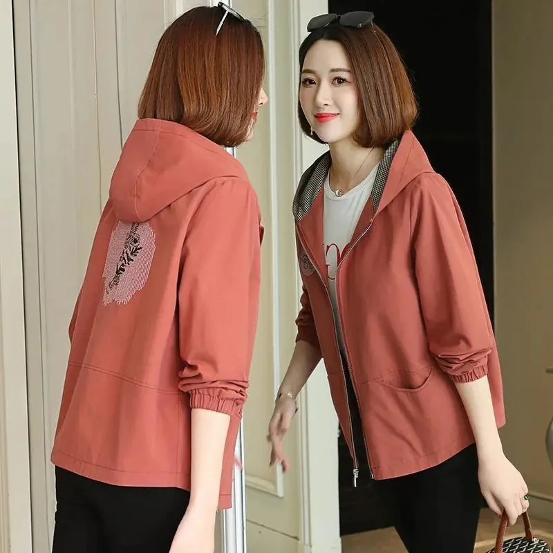 2022 New Spring Autumn Fashion Women's Trench Coat Casual Windbreaker Female Loose Top Women Hooded With lining Coat