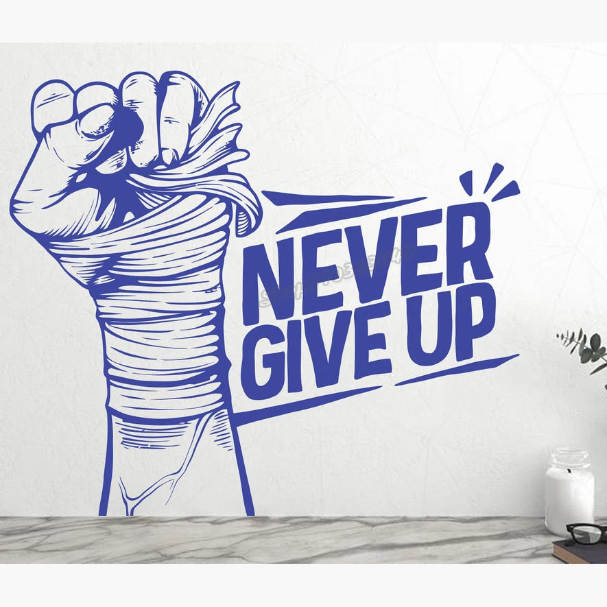 Never Give Up Motivational wall decal Gym wall Decor vinyl never give up quotes Phrase sport Gym training Wall Sticker C983