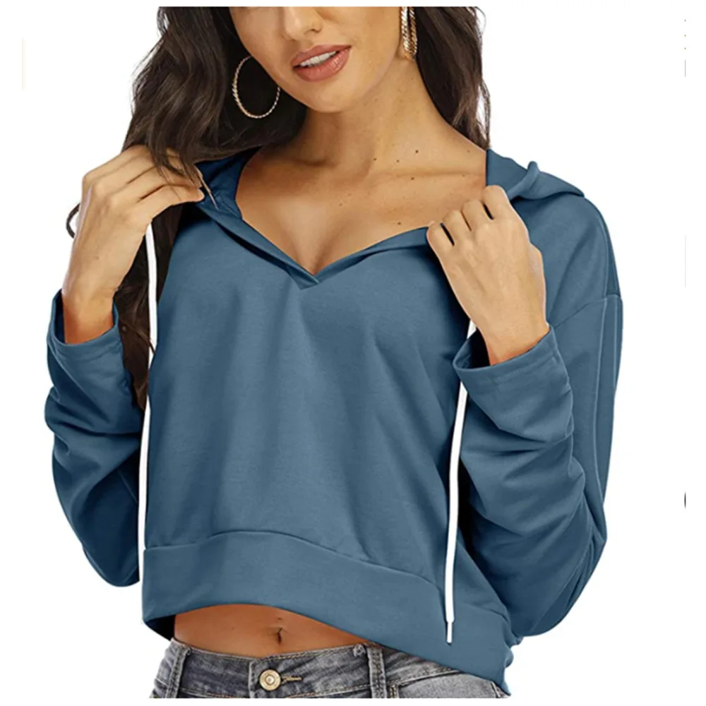 

2021 Hoodie Autumn Crop Top Women's Sweatshirt Hood Polerones Hoodies Pullover Female Sexy Woman Clothes Pullov Casual Sport