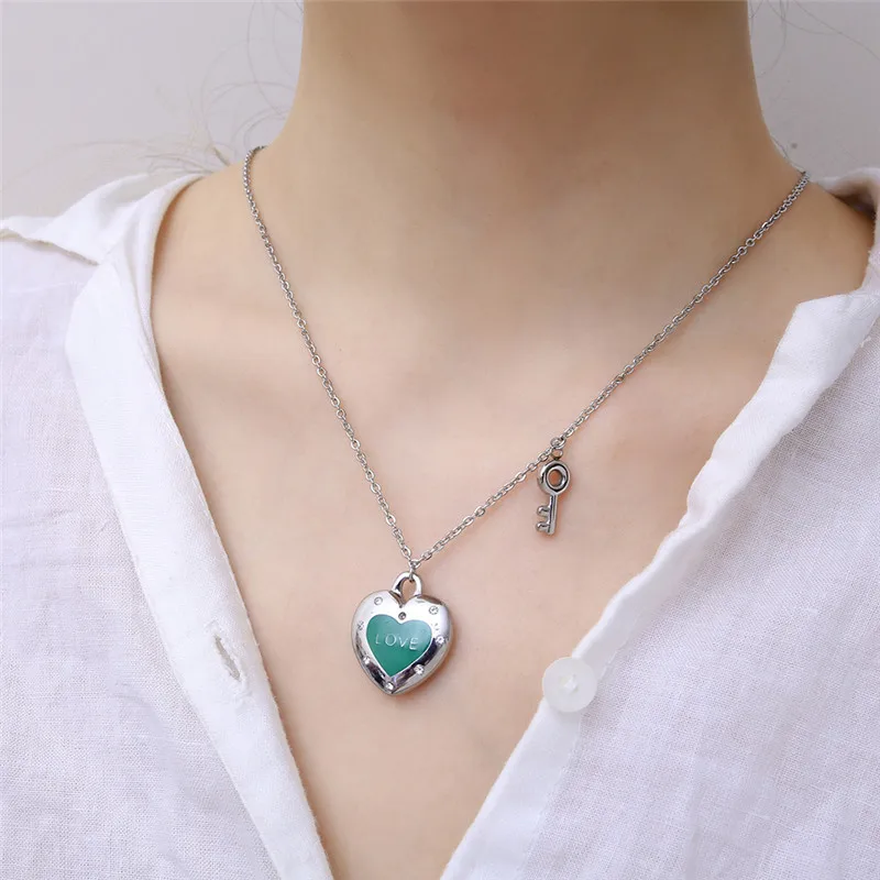 OUFEI Jewellery Set For Woman Stainless Steel Set Heart Key Necklace Set Of Earring Charm Jewelry Accessories 2020 New Wholesale