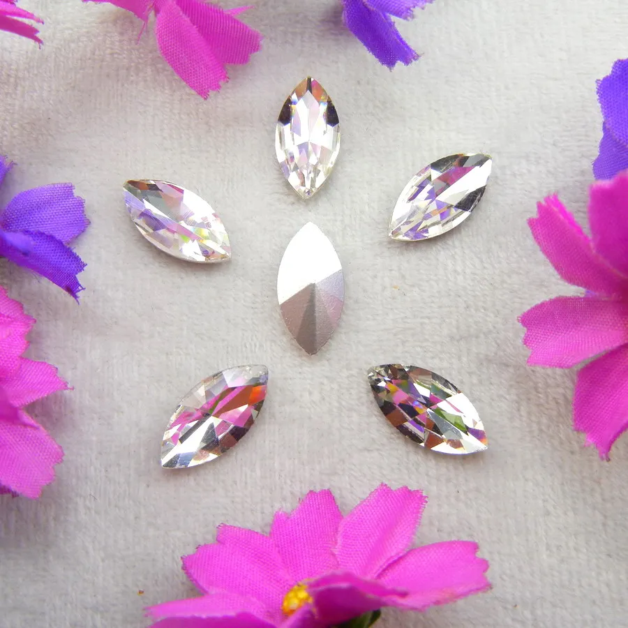 Glaskristalle in 8 Größen und Farben, Navette-, Pferdeaugen- und Marquise-Form, zum Aufkleben, für Handarbeiten, Nagelkunst, Handyhüllen, DIY – Detail 10