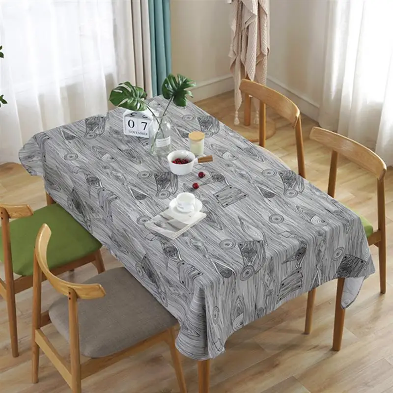 Creative Printed Cotton Linen Tablecloth Kitchen Tablecloth Washable Wood Grain Table Cover Photography Backdrop Prop For Home