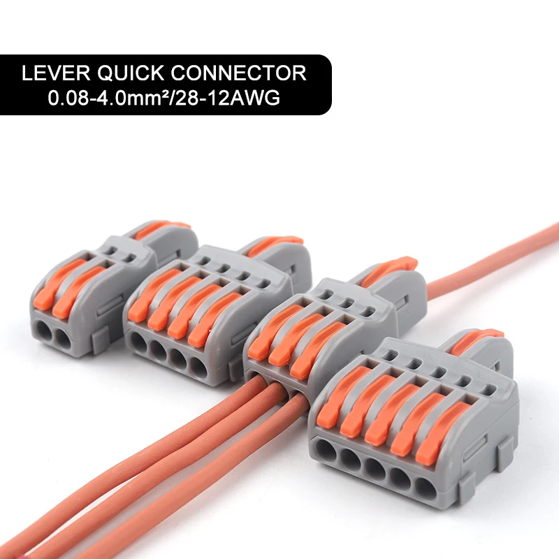 Divisor de salida de 1 entrada 2/3/4/5, conector de Cable de empalme de resorte rápido, bloque de terminales de Cable eléctrico, empuje con palanca