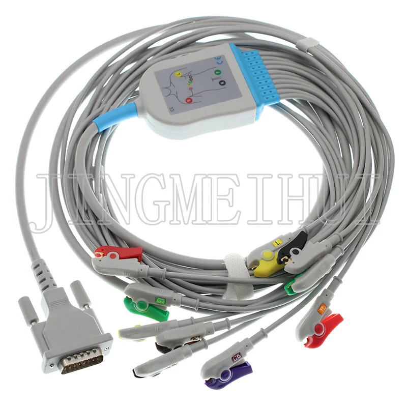 Compatible with Schiller AT1/2/4 Biomedica P80 Mortara ELI 250 ELI 150 ECG EKG 10-Lead cable,10kohm Resistance,IEC or AHA ,3m.