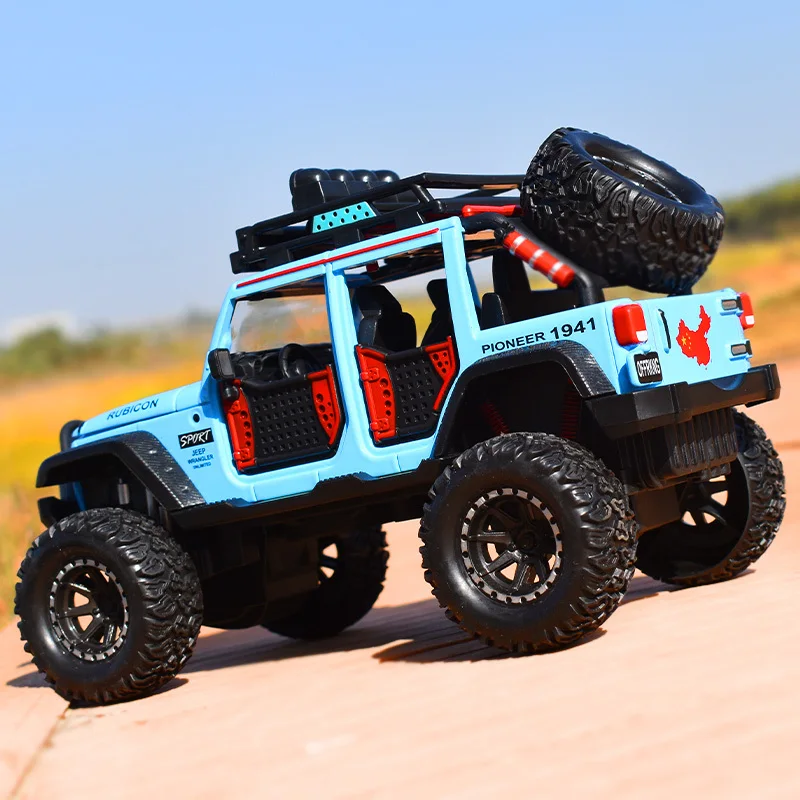 1:24 Jeeps Wrangler Rubicon Alloy Pickup Model Diecast Metal Toy Off-road Vehicle Car Model Sound and Light Collection Kids Gift