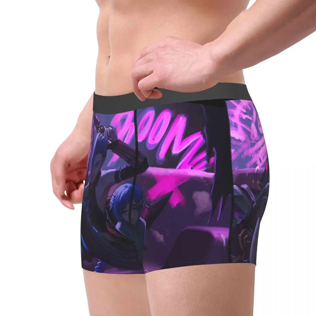 Arcane league of legends sit jinx cuecas de algodão homem cueca impressão shorts boxer briefs