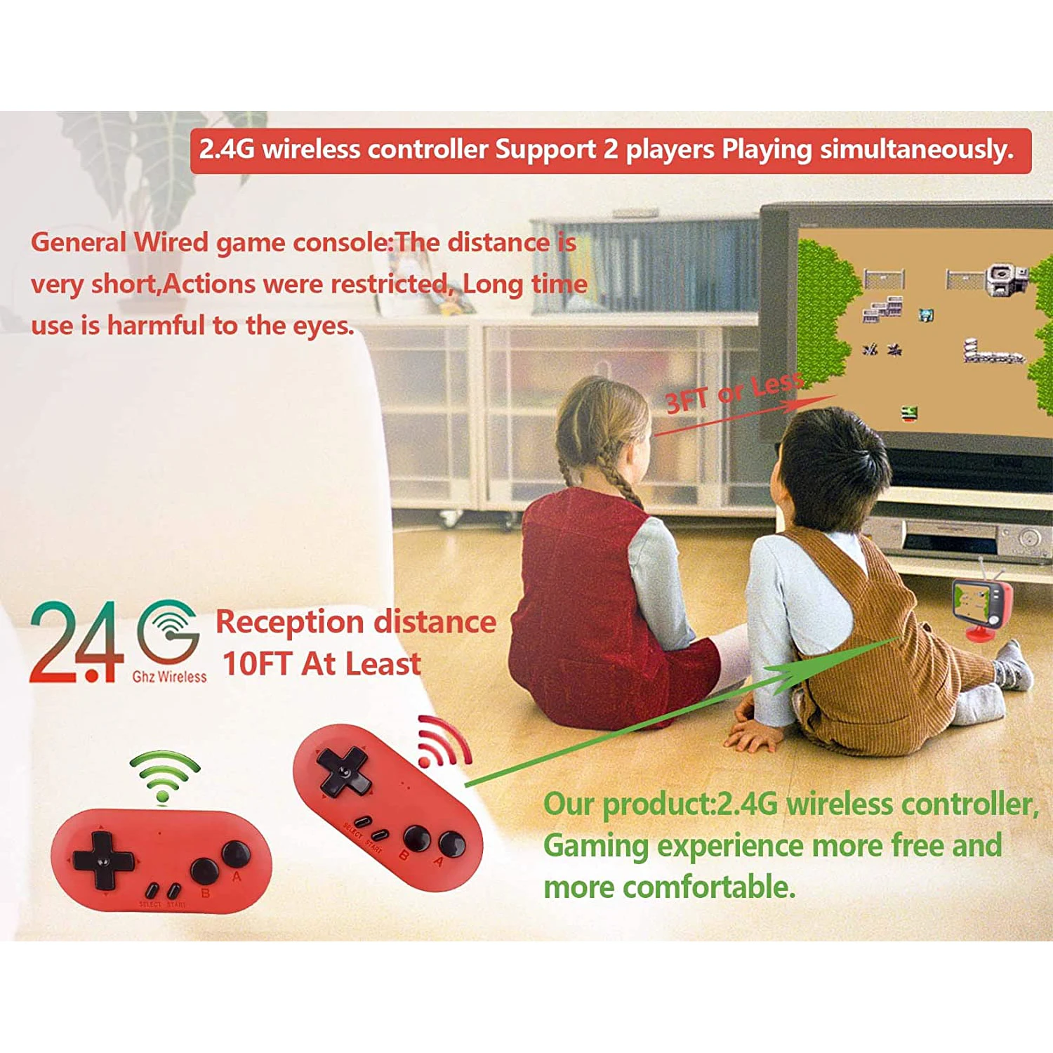PLAYGO Retro Handheld Spielkonsole video Spiel Player Mit 300 Spiel system Mini TV Stil Spiel Maschine Mit Wireless Controller