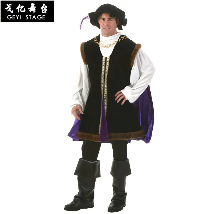 Renaissance Victorian Boy Prince King Costume Palace Medieval Costume Kids Adult Fancy Halloween Cosplay Noble Retro Cloak