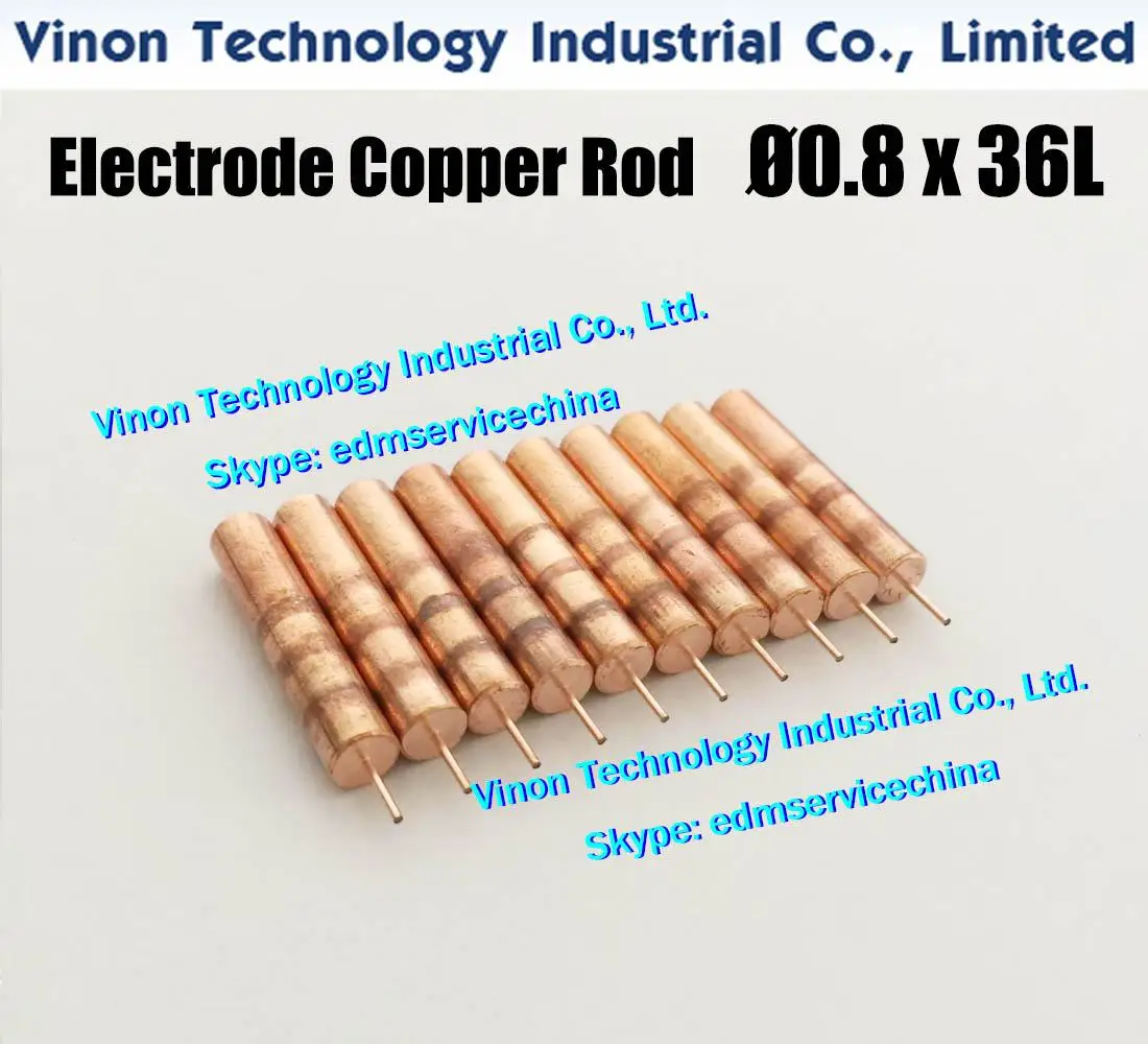 (10 PCS PACK) EDM Electrode Copper Rod d=0.8mm, Shank D6.0mm, Shank 30Lmm, Overall length 36Lmm.Copper Rod for Electro-Discharge