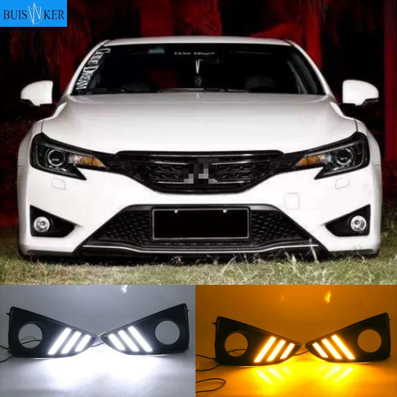 

Turn Signal Flashing Car LED Day Light 12V Daytime Running Lights DRL for TOYOTA Mark X Reiz 2013-2018 Fog Lamp