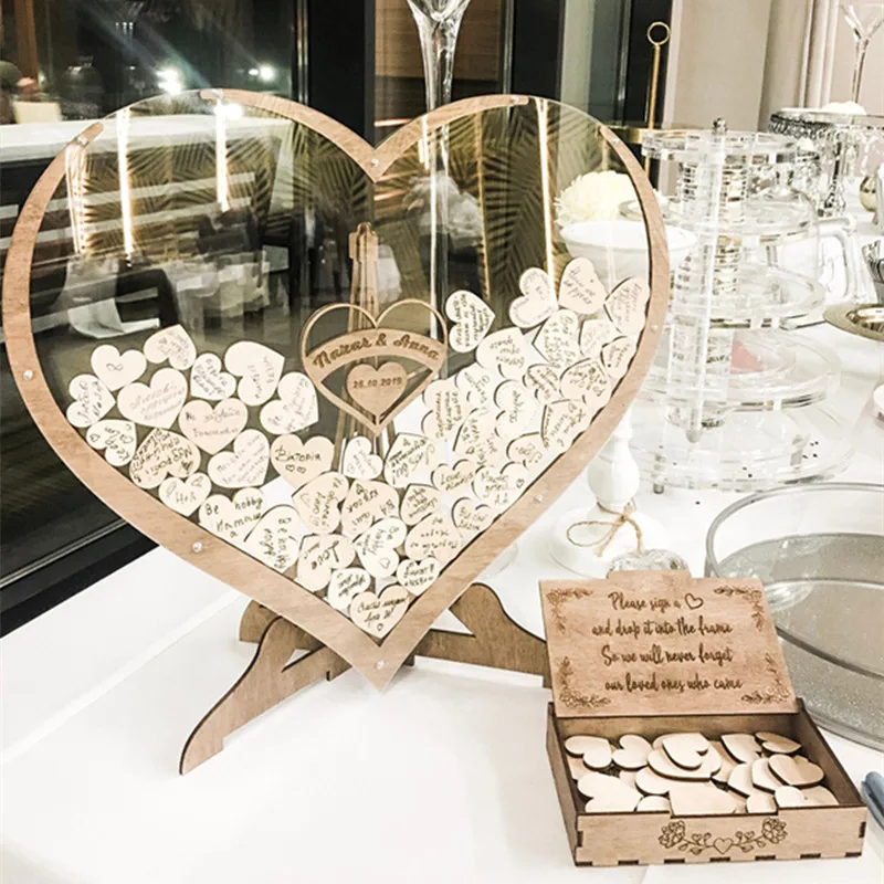 

Custom transparent heart Alternative Wedding Guest Book, custom Alternative Wood Wedding Decor - Guest Book Sign - GuestBook