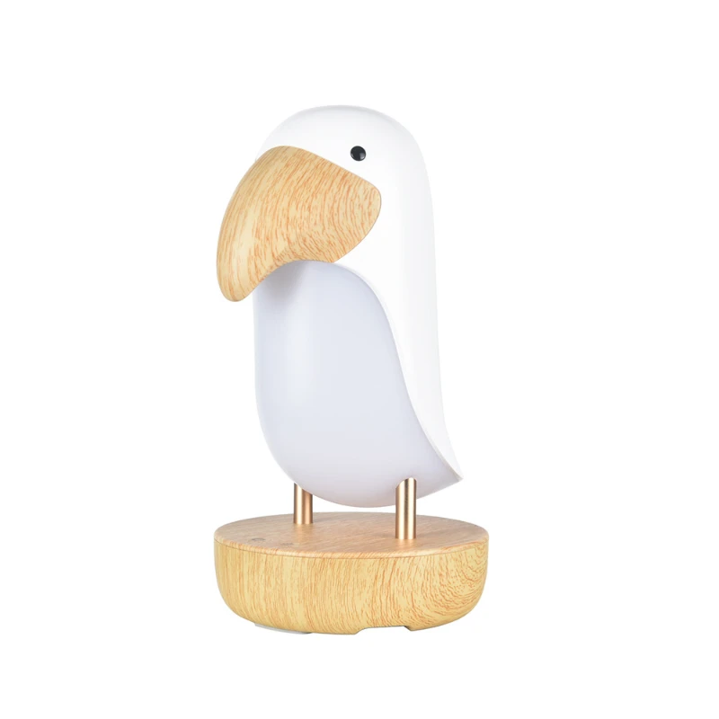 Creative LED Wooden Bird Might Light Bedroom Bedside Sleep Lamp with Bluetooth Speaker Table Lamp USB Charging Stepless Dimming