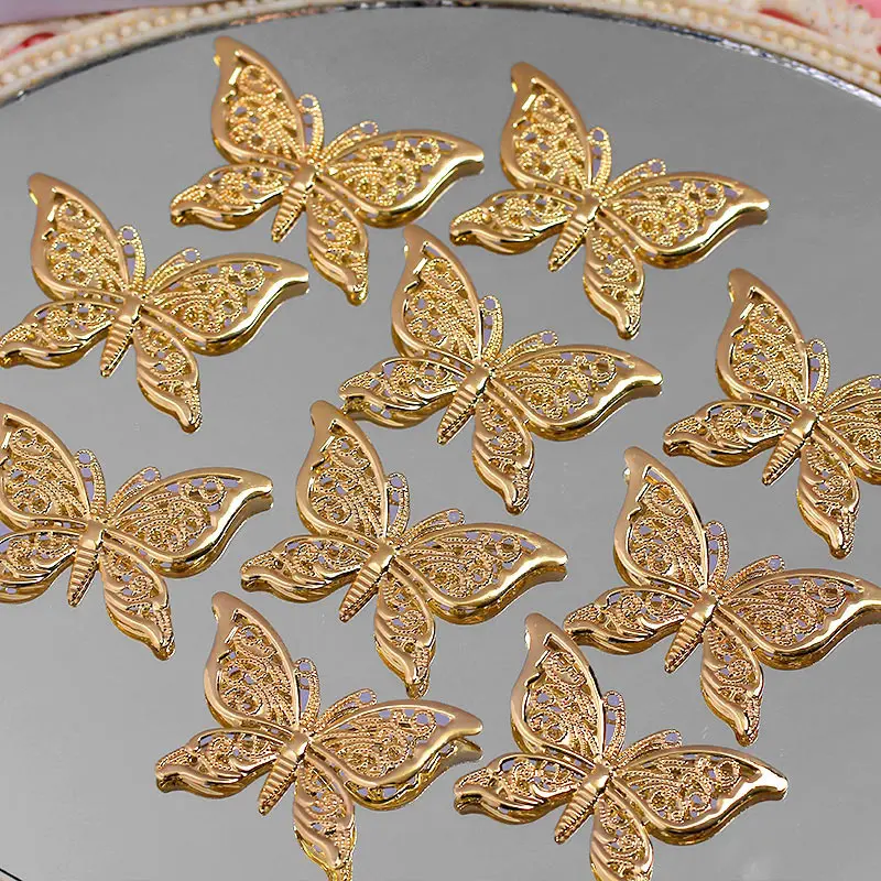 10Pcs/set Simple Gold Color Hollow Butterfly Charm Jewelry Accessories for Making DIY Earrings Pendant Necklaces Fashion Jewelry