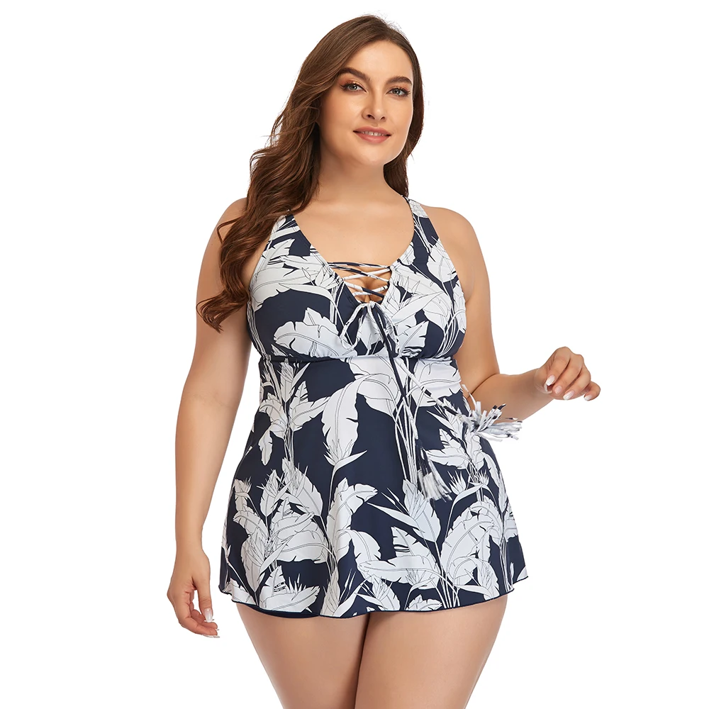 2024 Women\'s Tankini Swimsuit Plus Size Obese Women Swimming Bathing Suit Separate Swimwear Two Piece Black Swimsuits with Skirt