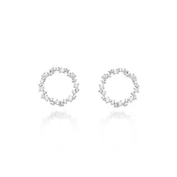 New Hot Fashion 925 Sterling Silver Crystal Circle Earrings for Women Girls Gift Fashion Statement Jewelry korean earrings