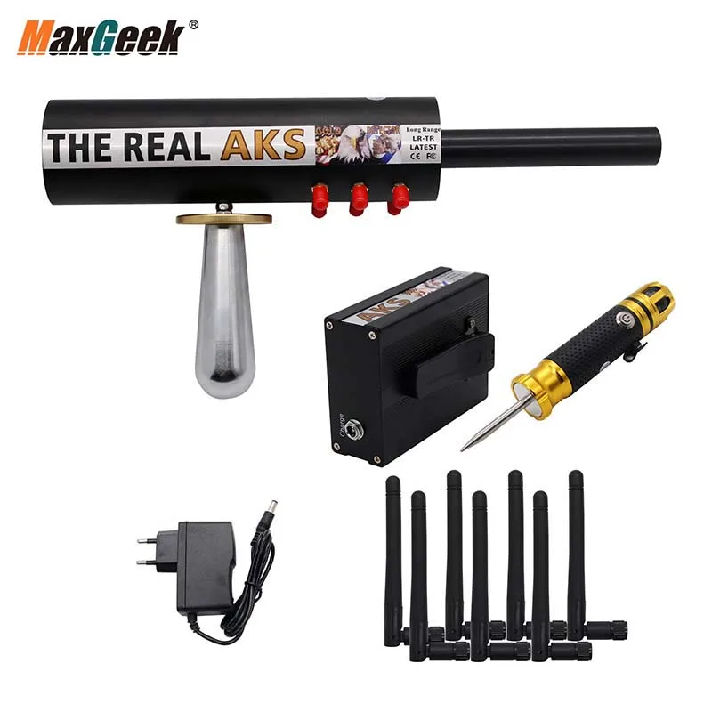 Maxgeek The Real AKS Long Range Metal Detector 6 Antennas Underground Gold Detector Gold Silver Copper Finder with Filter