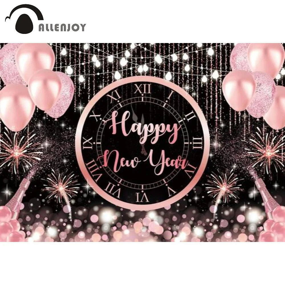 

Allenjoy с новым годом фон розовое золото 2022 шампанское розовый шар вечерние Принадлежности Декор фотография фон фото стенд