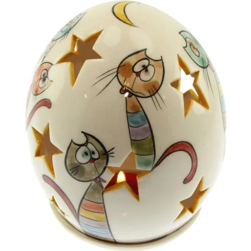 Authentic Tile Cat Brothers Egg Candle Holder